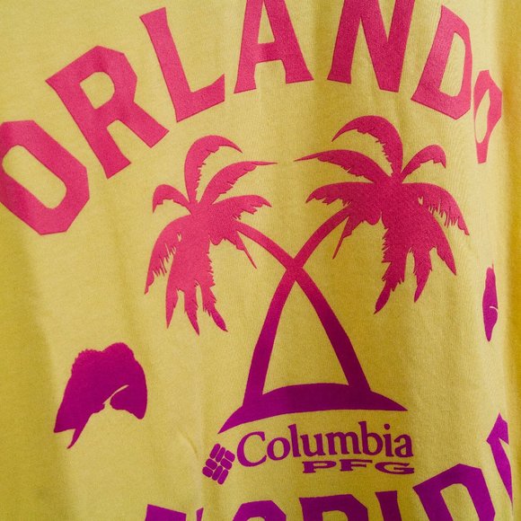 Columbia Men's Orlando Florida PFG Yellow Tshirt L - Picture 4 of 4